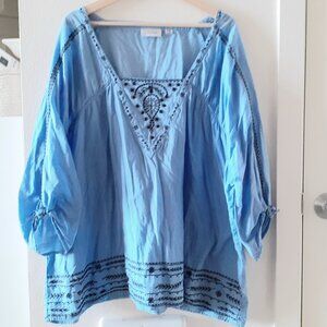 Blue cotton Avenue top/tunic in size 24/26